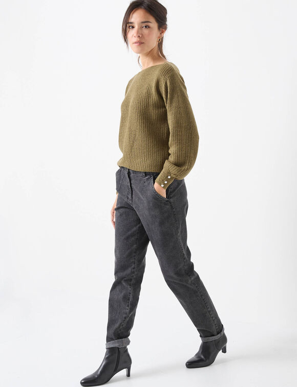 Pull col bateau, maille anglaise toucher doux (bronze)