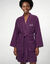 Korte, effen badjas voor dames en heren met kimono-kraag, te personaliseren &ndash; lusjesbadstof 380 g/m&sup2; (aubergine)