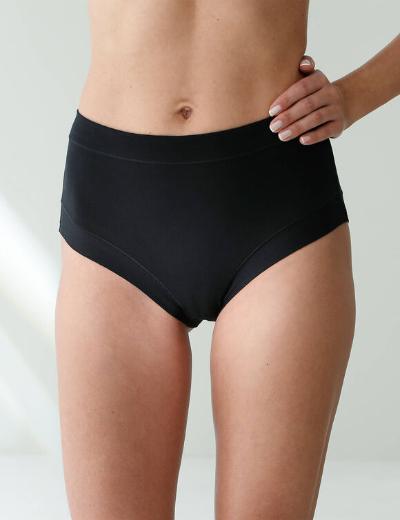 Culotte coton stretch forme maxi ceinture confort "sans élastiques" - lot de 2 (blanc + noir)