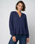 Effen blouse met een basque met ruches en wijde lange mouwen (inktblauw)