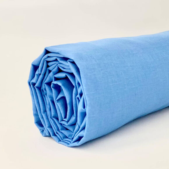 Drap-housse irrétrécissable uni coton  (bleu)