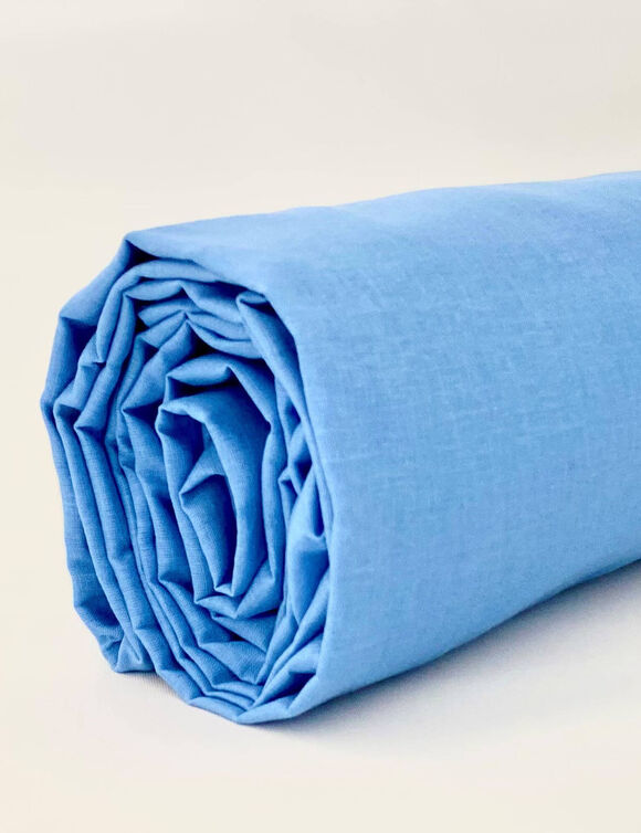 Drap-housse irrétrécissable uni coton  (bleu)
