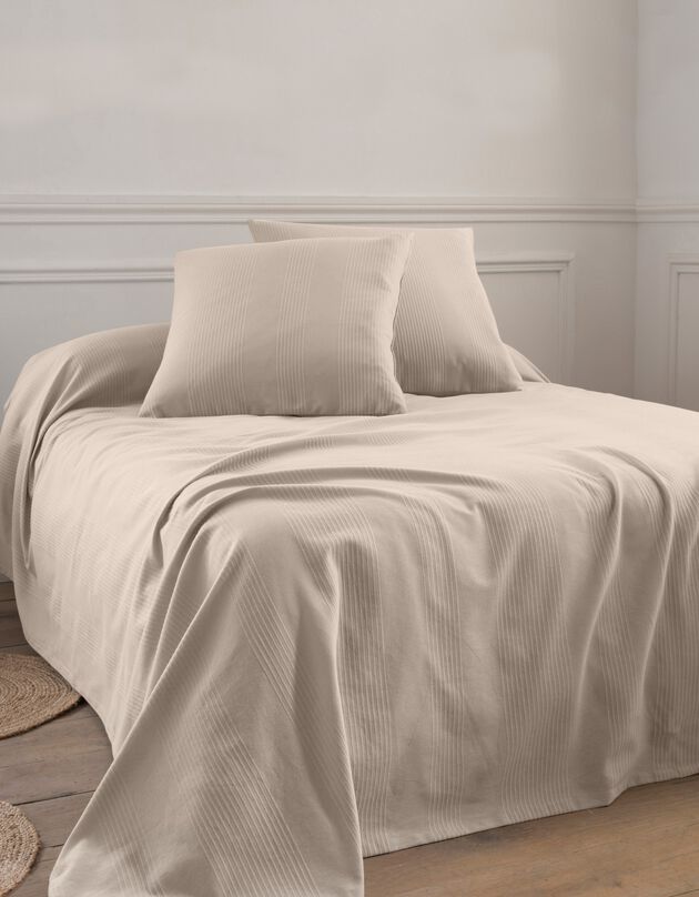 Jeté de lit uni tissé coton (grège)