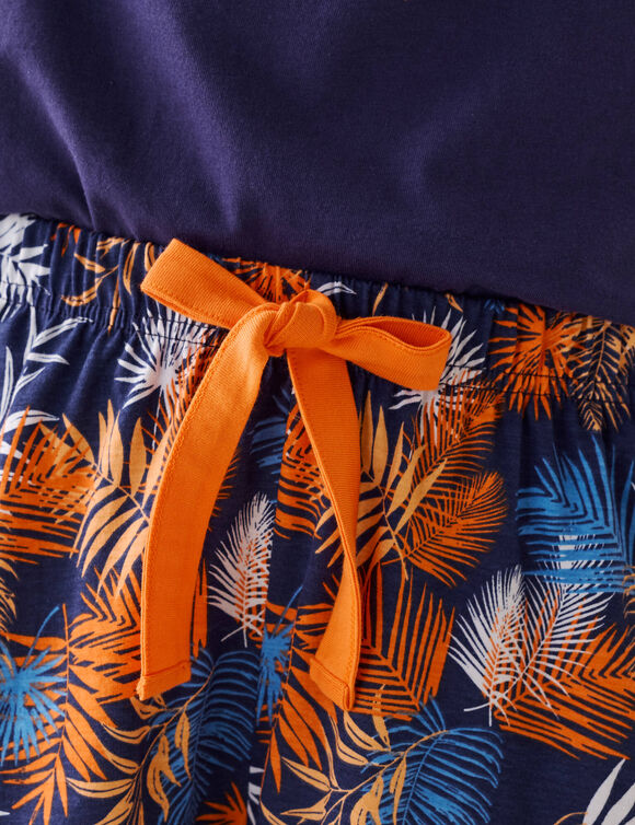 Short de pyjama en coton - imprim&eacute; tropical (marine / orange)