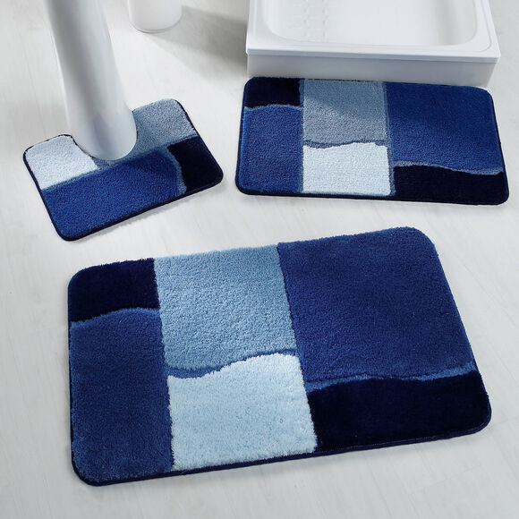 Patchwork badmatje (blauw)