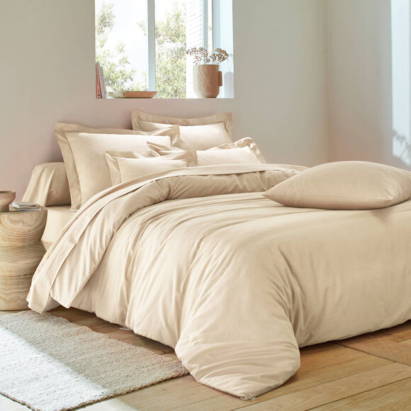 Linge de lit uni - polyester-coton 57 fils/cm&sup2; (sable)