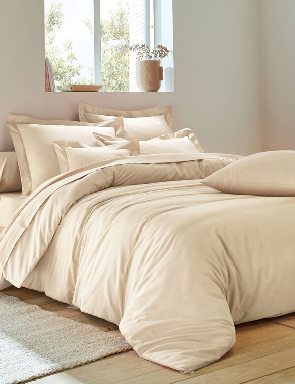 Linge de lit uni - polyester-coton 57 fils/cm&sup2; (sable)