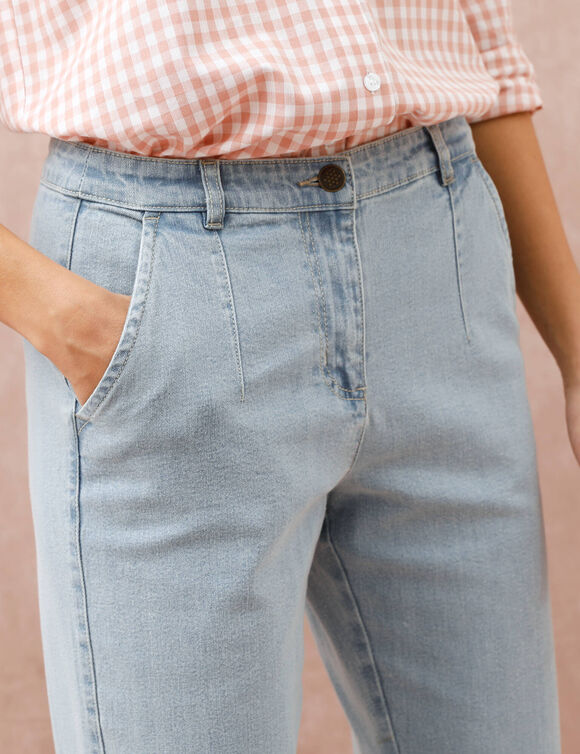 Jean coupe mom taille haute, stretch (bleached)