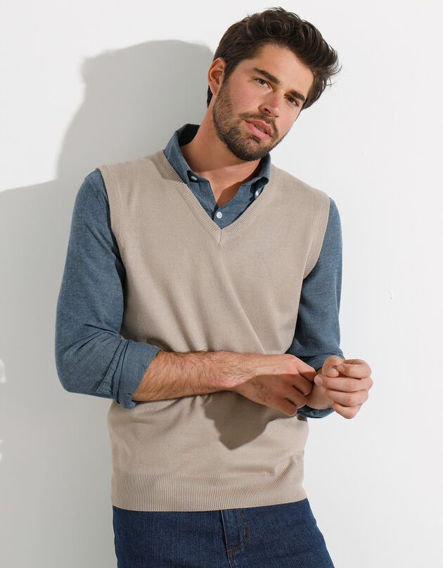 Débardeur col V (taupe clair)