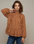 Blouse met ruches, lange mouwen, voile (hazelnootbruin)