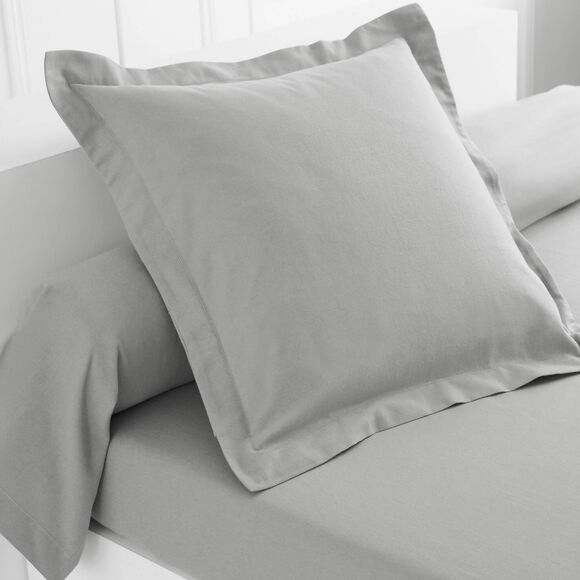 Linge de lit uni flanelle (gris clair)