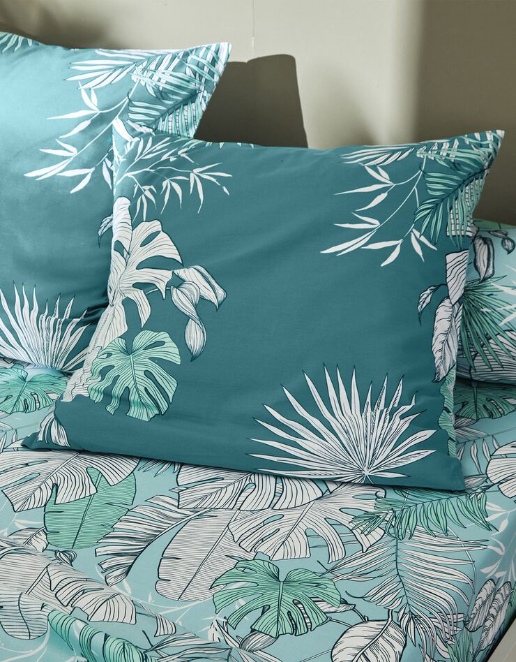 Linge de lit Mahao en coton à motifs feuilles de palmes, vert, hi-res image number 4