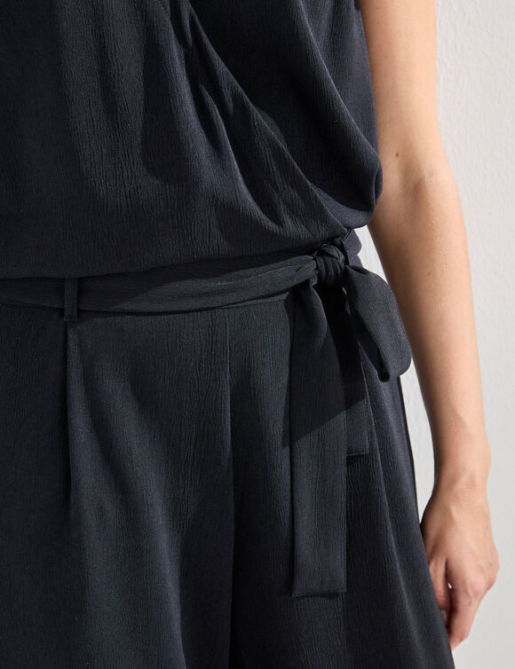 Combinaison pantalon cr&ecirc;pe fluide (noir)