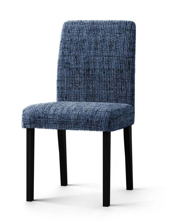 Housse microfibre bi-extensible effet faux uni sp&eacute;ciale chaise (bleu)
