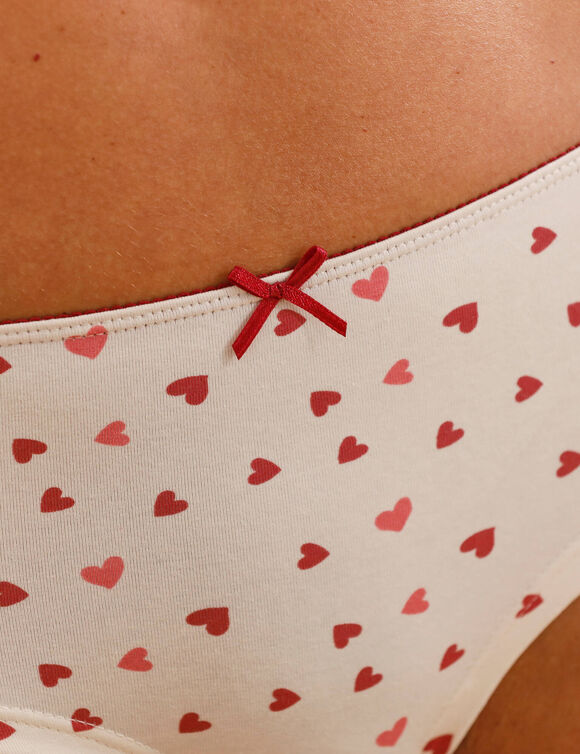 Culotte coton forme shorty imprimé motifs "coeurs" assortis– Lot de 4 (rouge)