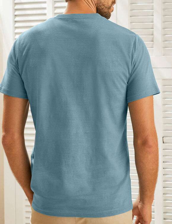 T-shirt ray&eacute; manches courtes (bleu lagon)