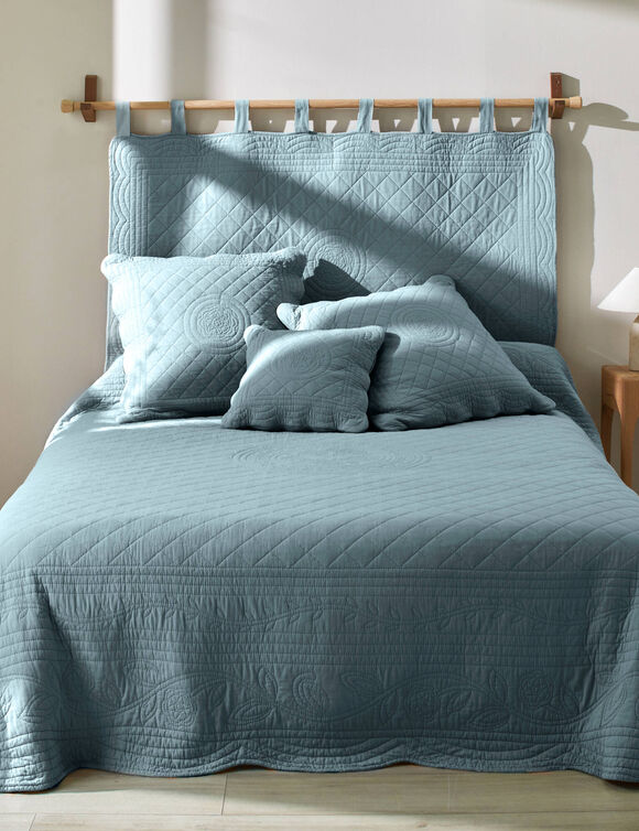 Effen hoofdeinde in katoen, boutisstijl, Cassandre (grijsblauw)