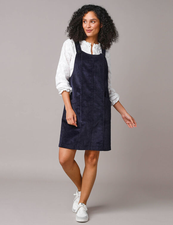 Robe chasuble évasée, velours côtelé (marine)