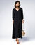 Lange jurk met knoopsluiting, effen crepon (zwart)