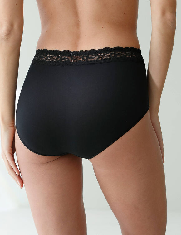 Culotte supermaxi coton stretch ceinture dentelle - lot de 2 (noir)