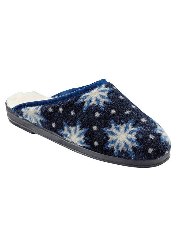 Pantoffels met sneeuwvlokkenmotief - wolvoering (marine)
