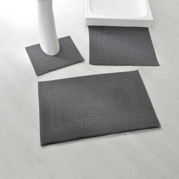 Tapis de bain &eacute;ponge 600 g/m&sup2; liteau motif frise grecque (anthracite)
