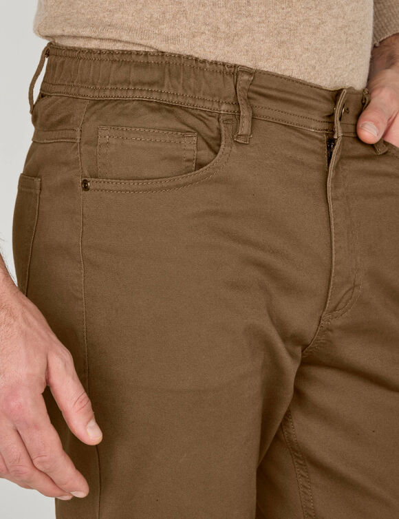 Pantalon droit 5 poches &eacute;lastiqu&eacute; c&ocirc;t&eacute;s - L30 (cuivre)