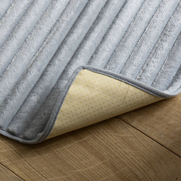 Protège-salon antiglisse toucher peluche (gris)