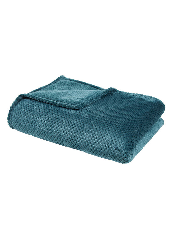 Plaid polaire nid d'abeille (bleu paon)