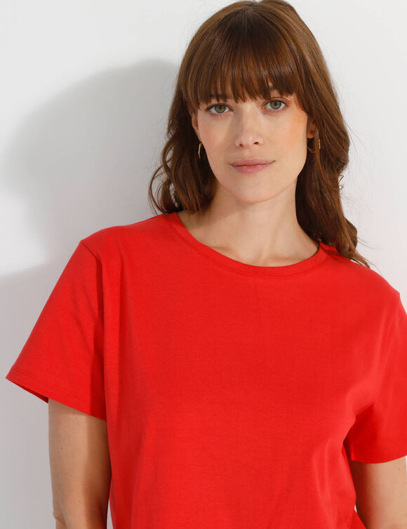 T-shirt "loose" en coton, uni (coquelicot)