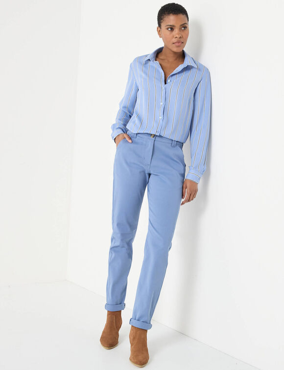 Pantalon chino stretch (gris bleuté)