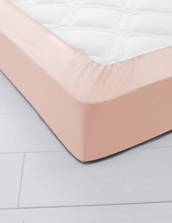 Hoeslaken in effen jersey, hoeken van 26 cm (poederroze)