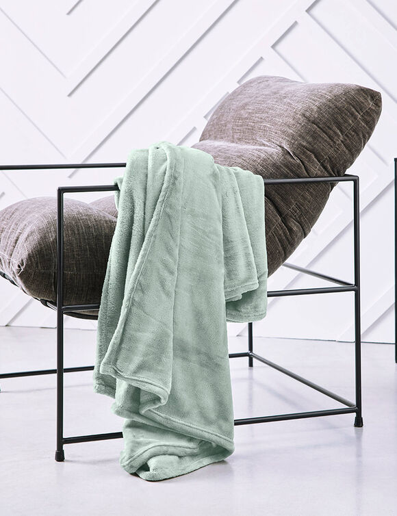 Plaid polaire toucher peluche (céladon)