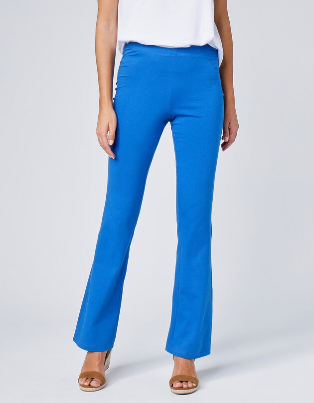 Legging bootcut uni, taille élastiquée (bleu dur)