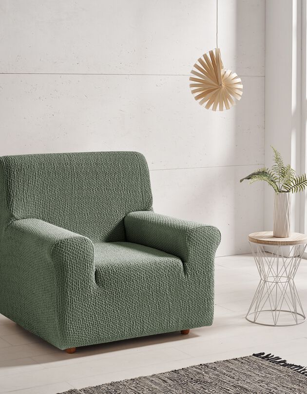 Bi-rekbare hoes voor zitbank en fauteuil, ABril, groen Bi-rekbare hoes voor zitbank en fauteuil, ABril, groen, hi-res
