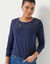 T-shirt met ronde hals en lange mouwen in kant (marine)