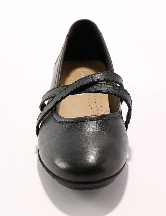 Leren ballerina's met riempjes (zwart)