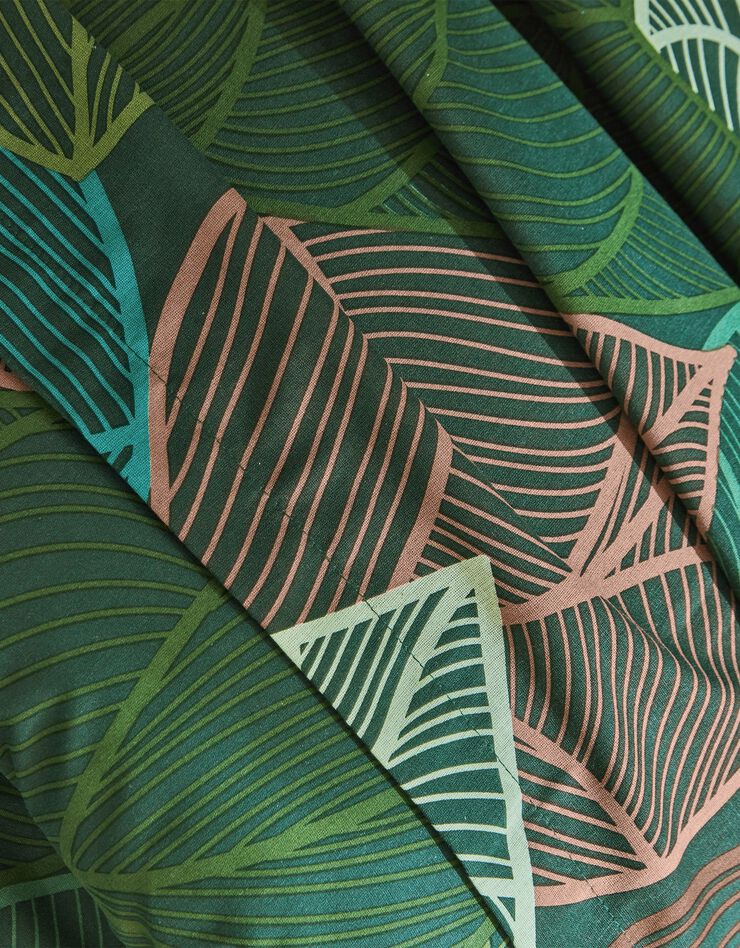 Linge de lit Elsa en polycoton à motifs feuilles (vert)
