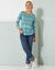 T-shirt marinière rayé manches 3/4 (céladon / corail)