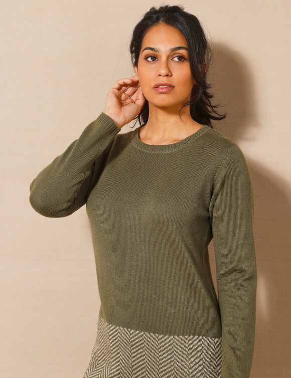Robe pull, base jacquard (kaki / doré)