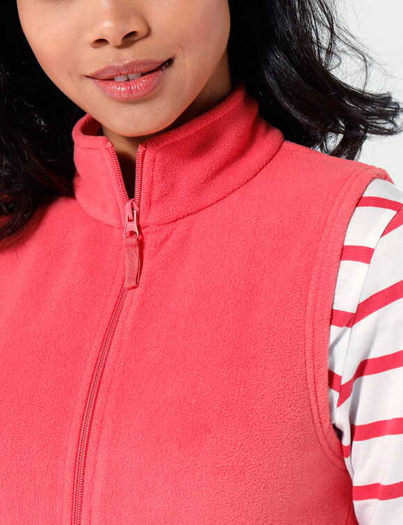 Veste zipp&eacute;e maille polaire, sans manches (corail fonc&eacute;)