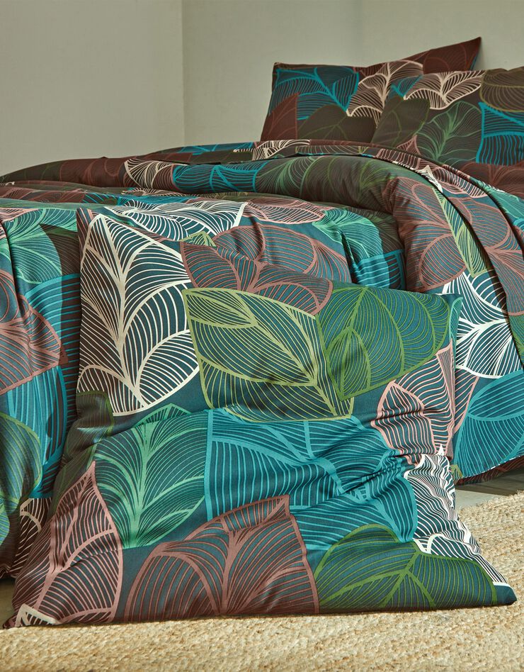 Linge de lit Elsa en polycoton à motifs feuilles (vert)