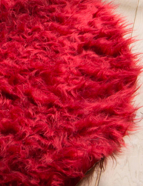 Tapis rond poils longs (rouge)