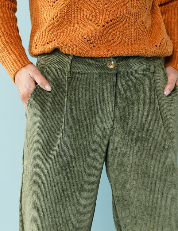 Pantalon 7/8&egrave;me en velours, Sp&eacute;cial Petites (kaki)