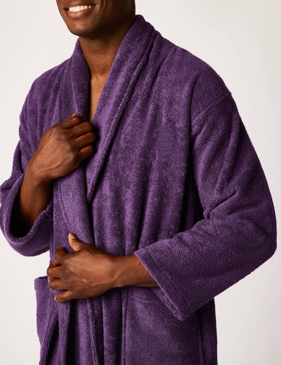 Badjas voor volwassenen met sjaalkraag - lusjesbadstof 380 g/m&sup2; (aubergine)