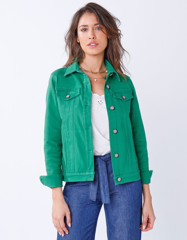 Veste boutonnée en jean (vert)