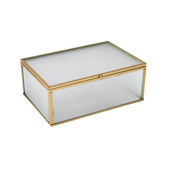 Opbergdoos in glas en metaal (goudkleurig)