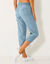 3/4-broek in denim met tricot tailleband (bleached)