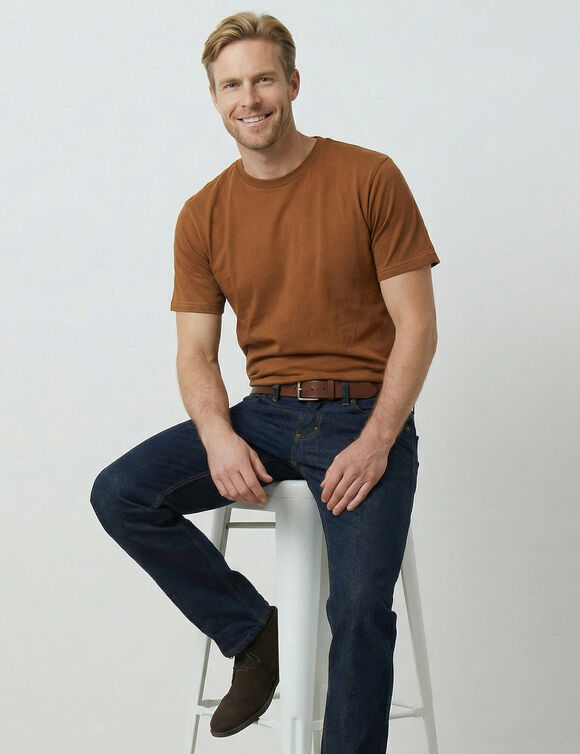 T-shirt col rond manches courtes - lot de 3 (bleu + marron + gris)