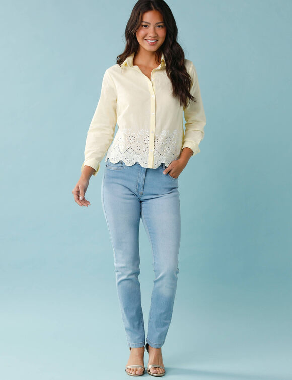 Chemisier brod&eacute; uni, Sp&eacute;cial Petites (jaune)